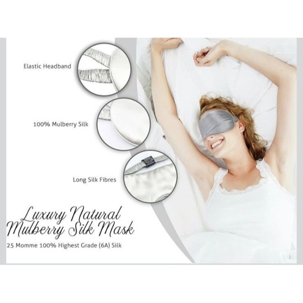 100% Mulberry Silk Eye Mask Sleeping Blocks Light Helps Dry Eyes Natural Fiber - Picture 4 of 5
